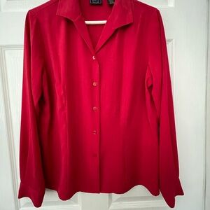 Laura Scott Vibrant Red Collared Blouse